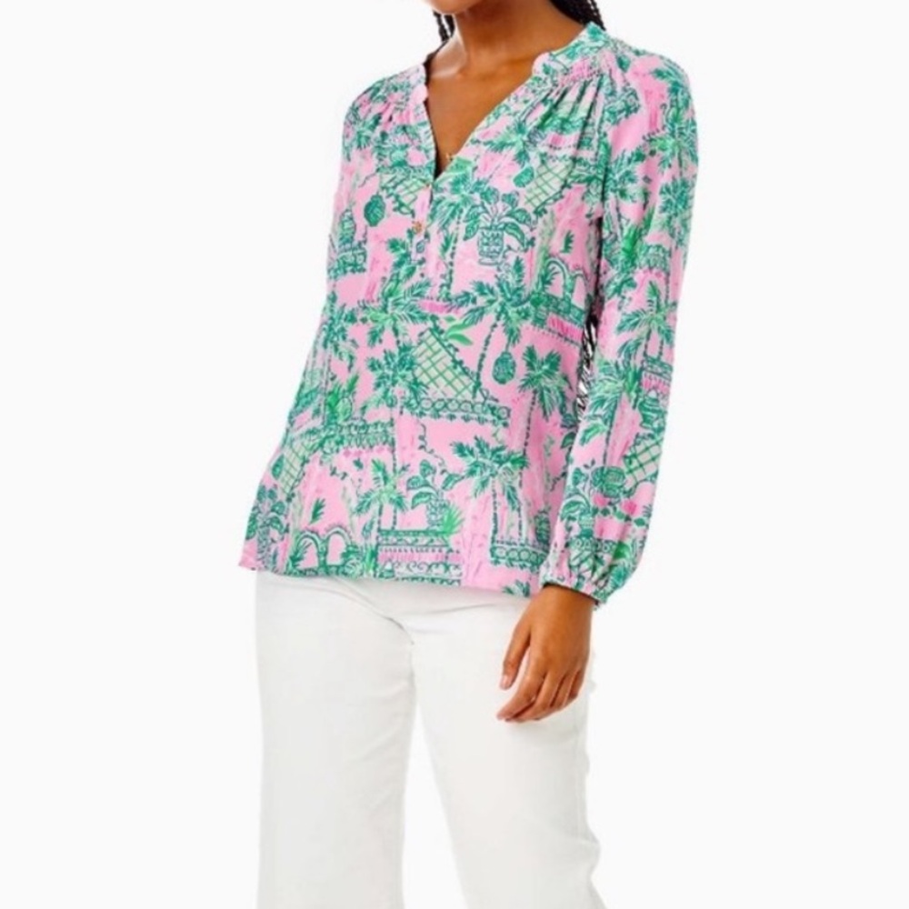 🩷Lilly P🩷 NWT Elsa Always Worth It Silk Top. Size L. Brand new! - Picture 8 of 9